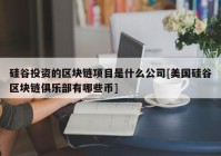 硅谷投资的区块链项目是什么公司[美国硅谷区块链俱乐部有哪些币]