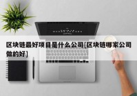 区块链最好项目是什么公司[区块链哪家公司做的好]